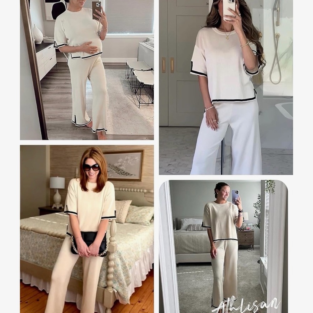 Elegant Cream Women's Pants & Top Set